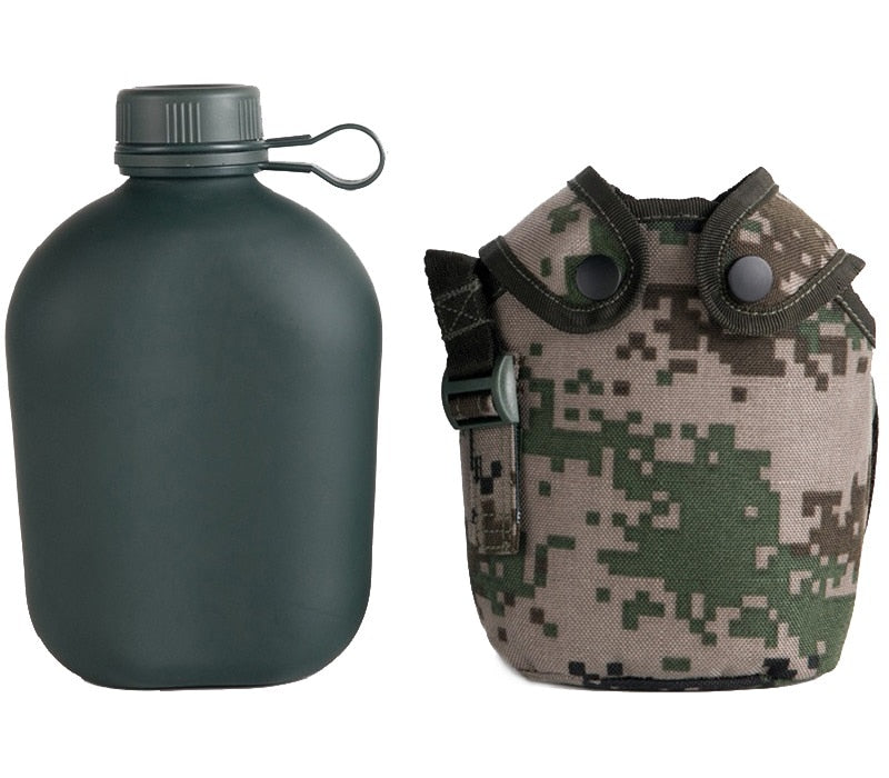 Military Camping Water Bottle - 1L with Pouch